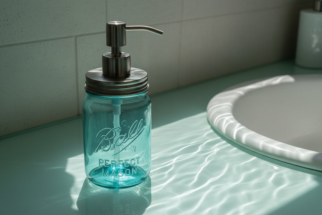 low profile stainless steel rust proof mason jar canning jar soap pump kit