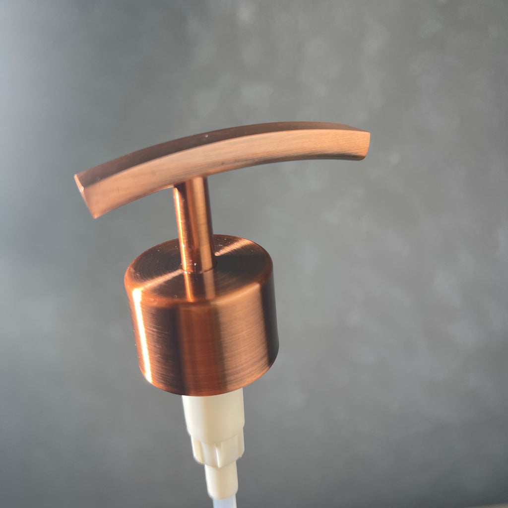 Copper finish metal soap pump top