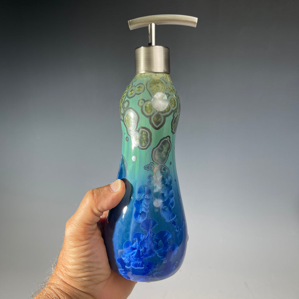 Soap Pump, Lotion and or Hand Sanitizer Pump -green forest jade ultramarine crystalline