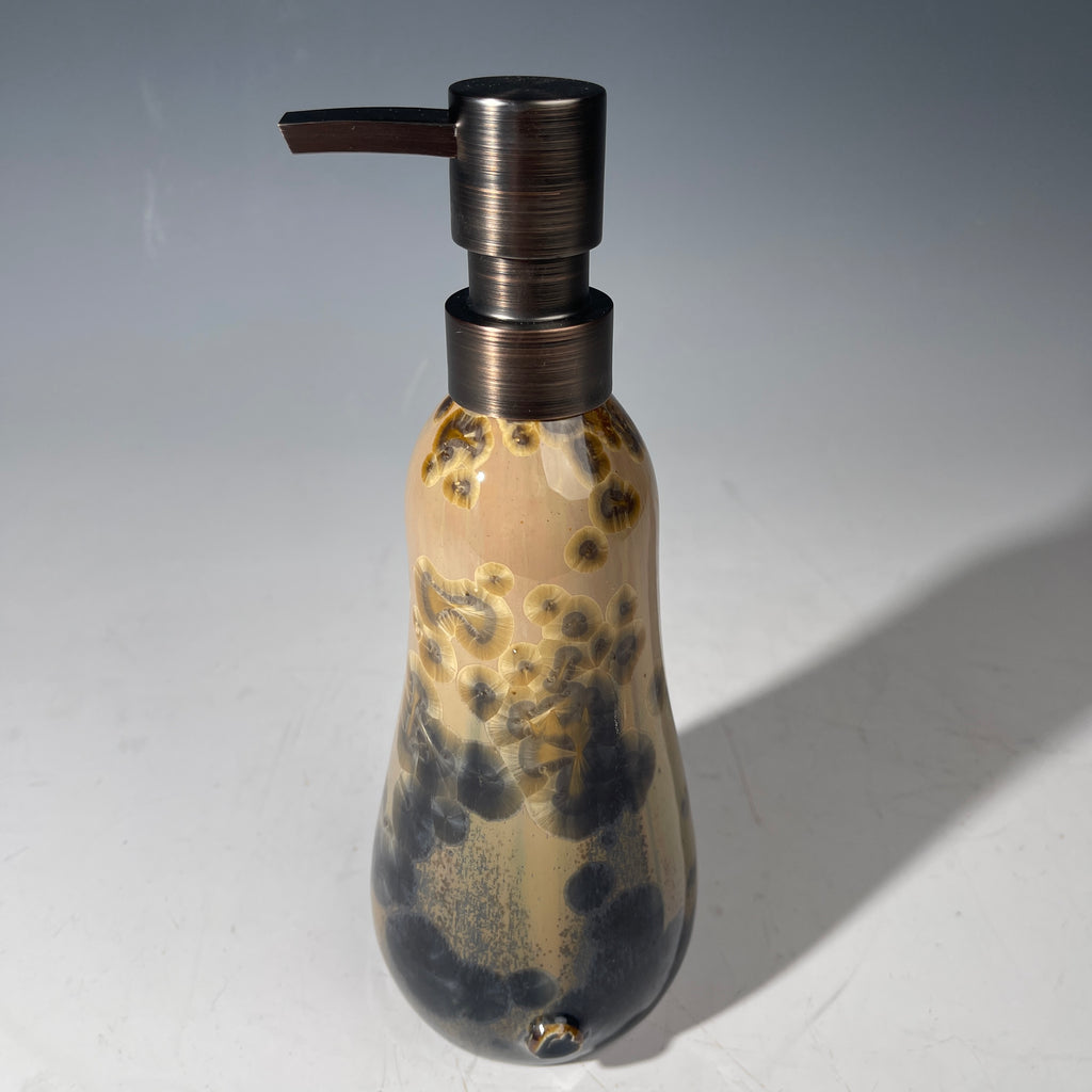 Soap Pump, Lotion and hand soap dispenser, tall, wheat to safflower honey gold to charcoal
