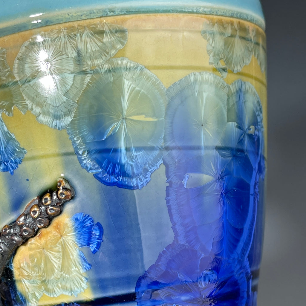 Octo-cup octopus tentacled cup with green blue sparking crystalline glaze by Adam & Hong Rubinstein 