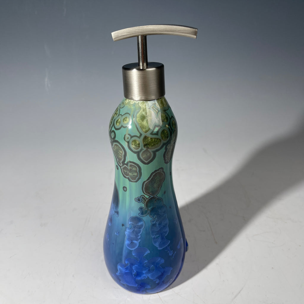 Soap Pump, Lotion and or Hand Sanitizer Pump -green forest jade ultramarine crystalline