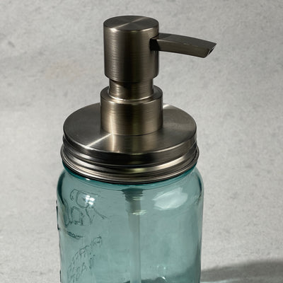 mason jar regular mouth stainless soap pump kit with heavy duty flat head pump