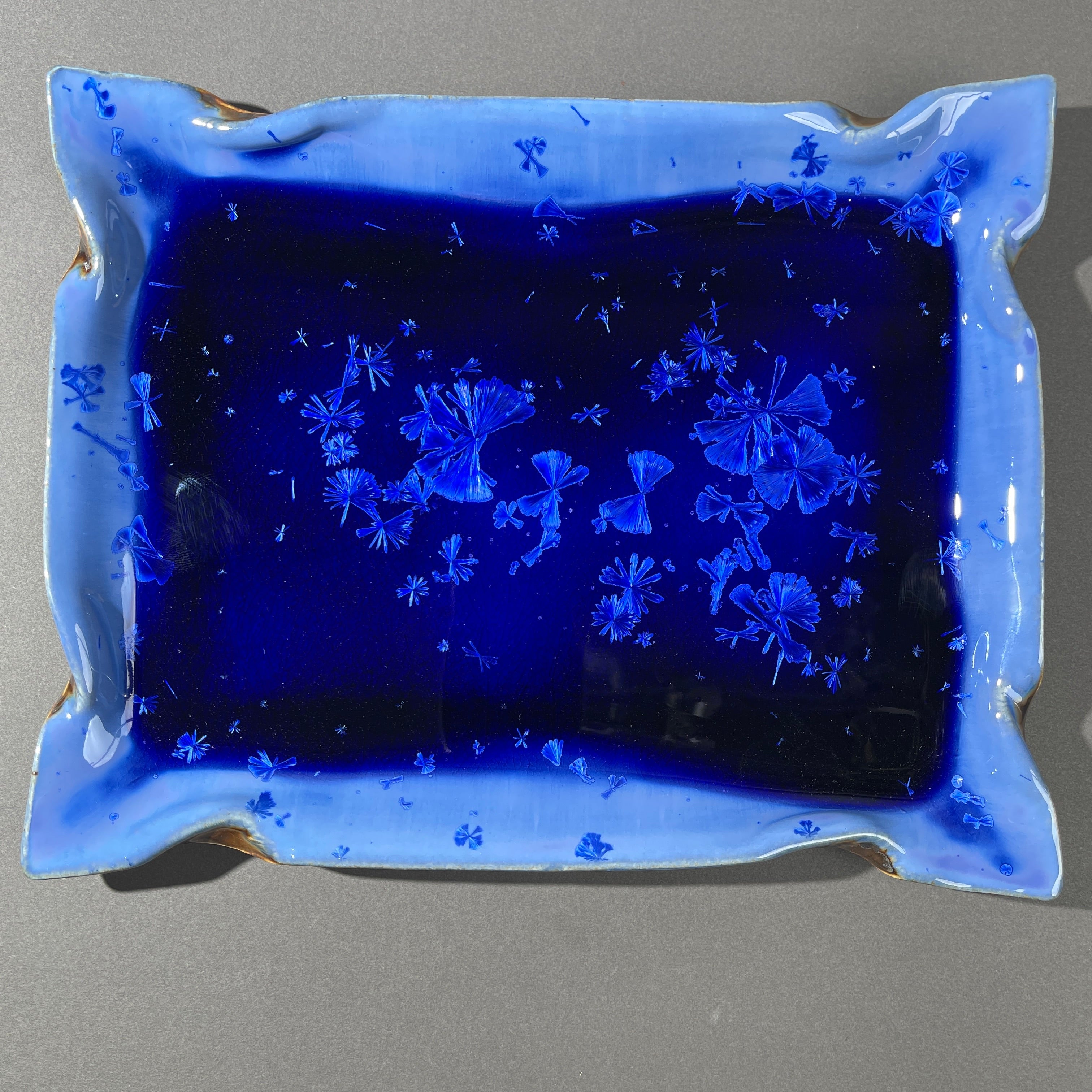 cobalt blue macro crystalline glazed tray by Hong Rubinstein One Dream Design TM