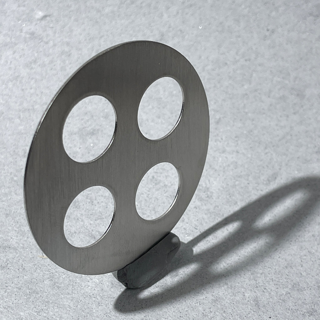 stainless four hole disk for potters for toothbrush holders and mason jar conversion