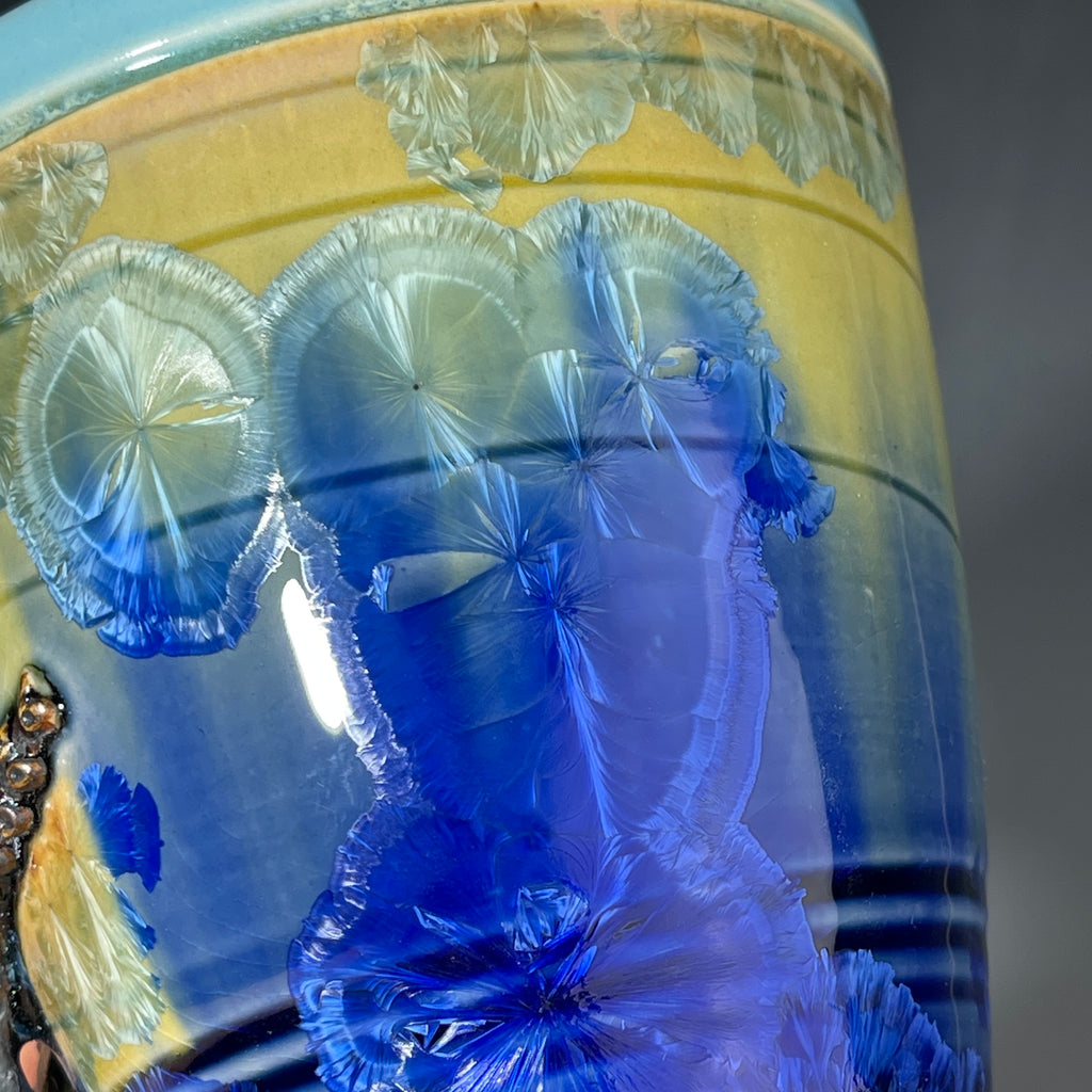 Octo-cup octopus tentacled cup with green blue sparking crystalline glaze by Adam & Hong Rubinstein 