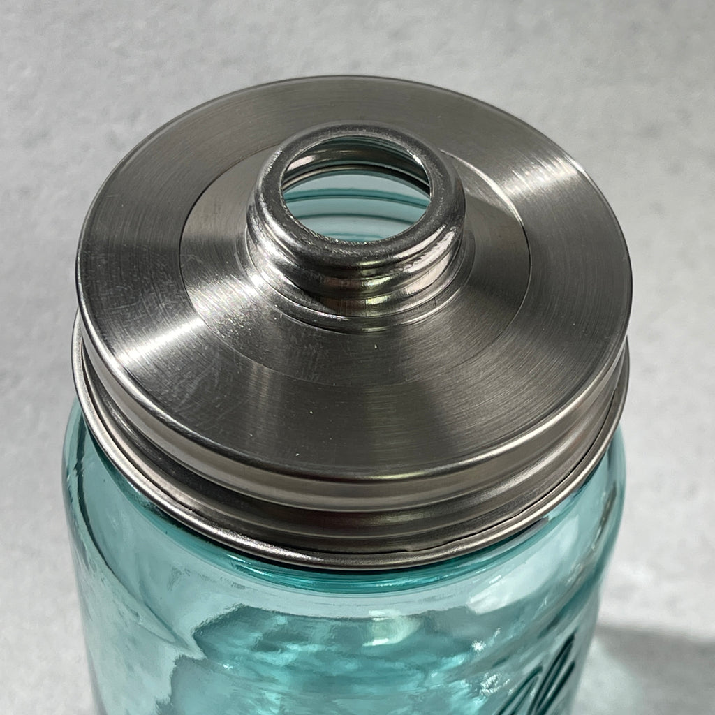 3 piece stainless and silicone adapter for attaching soap pumps to mason  jars 