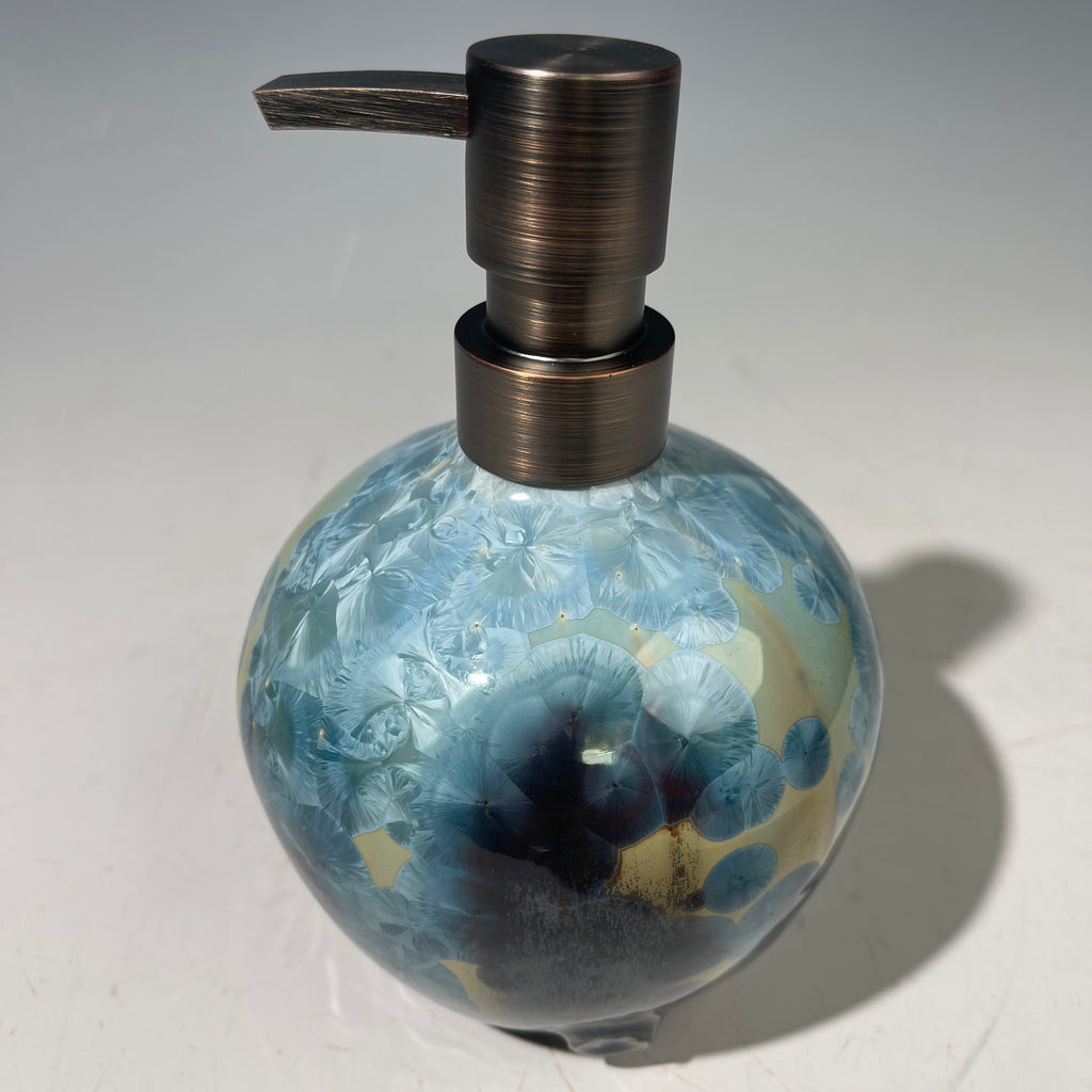 Soap pump dispenser bottle sparkling refractive crystalline fractal glaze