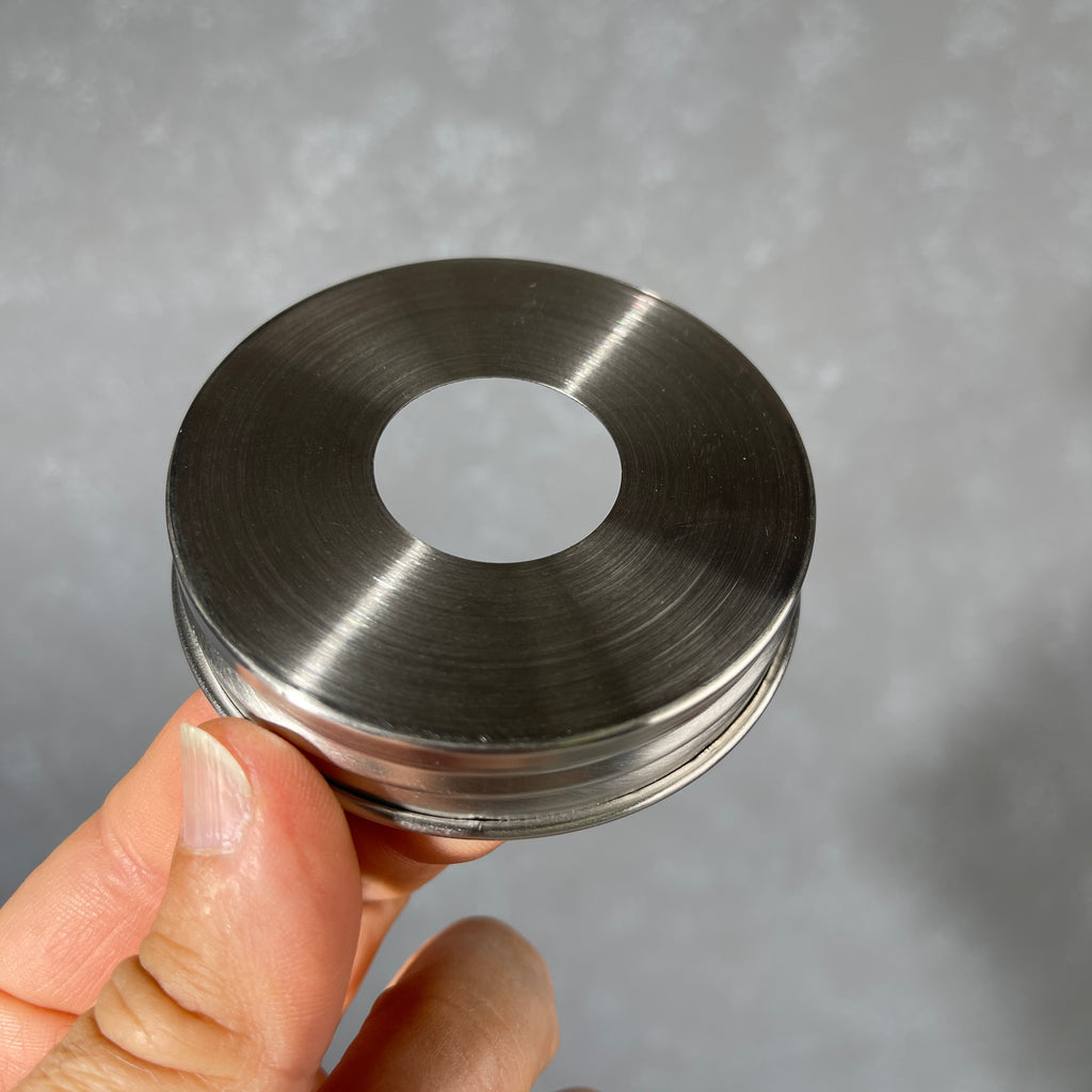 stainless lids with hole  and collars for regular mouth mason jars