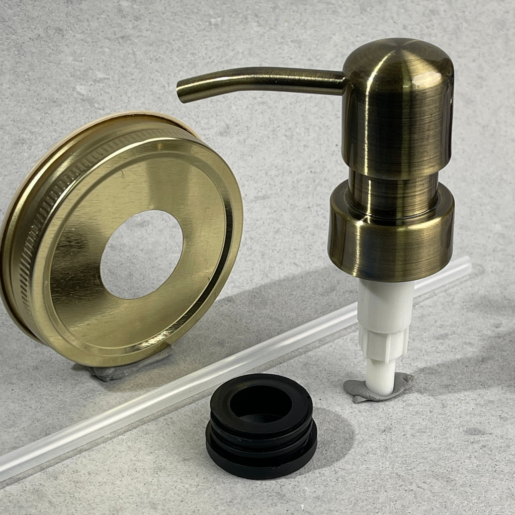 brass finish mason jar soap dispenser kit fits regular mouth mason jar