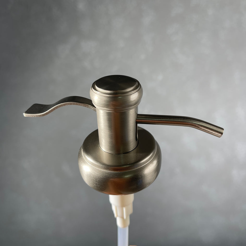 water well style soap pump in brushed nickel stainless  finish 