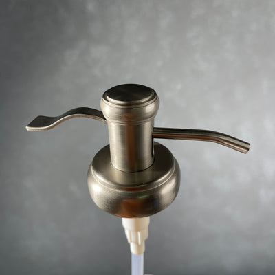water well style soap pump in brushed nickel stainless  finish 