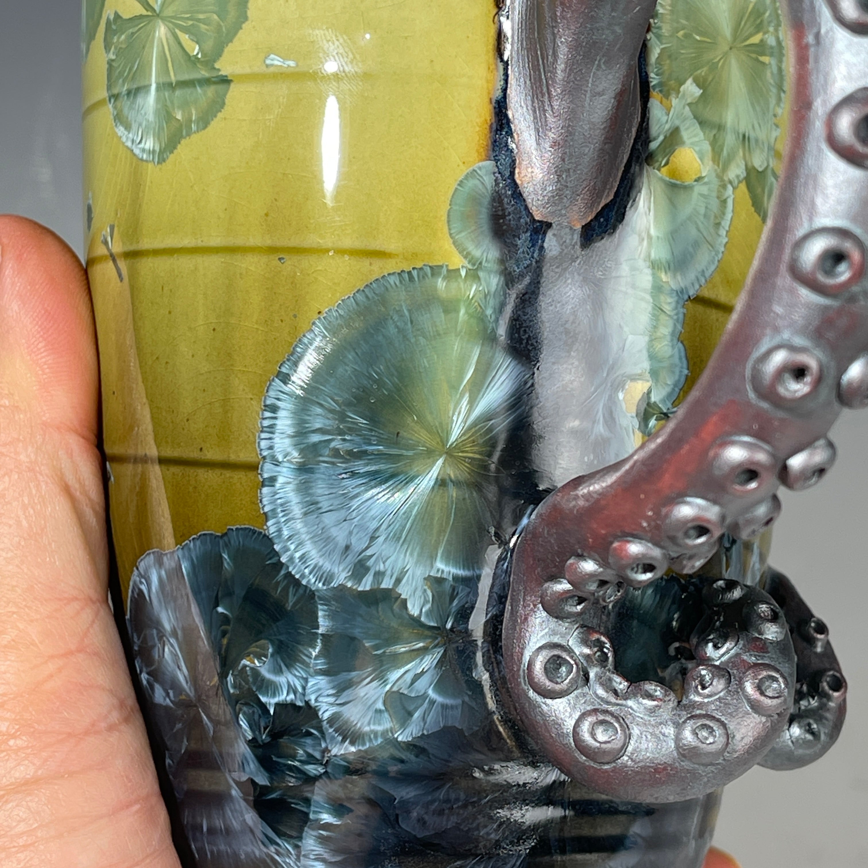 Octo mug  crystalline glazed Ceramic art by Adam and Hong Rubinstein
