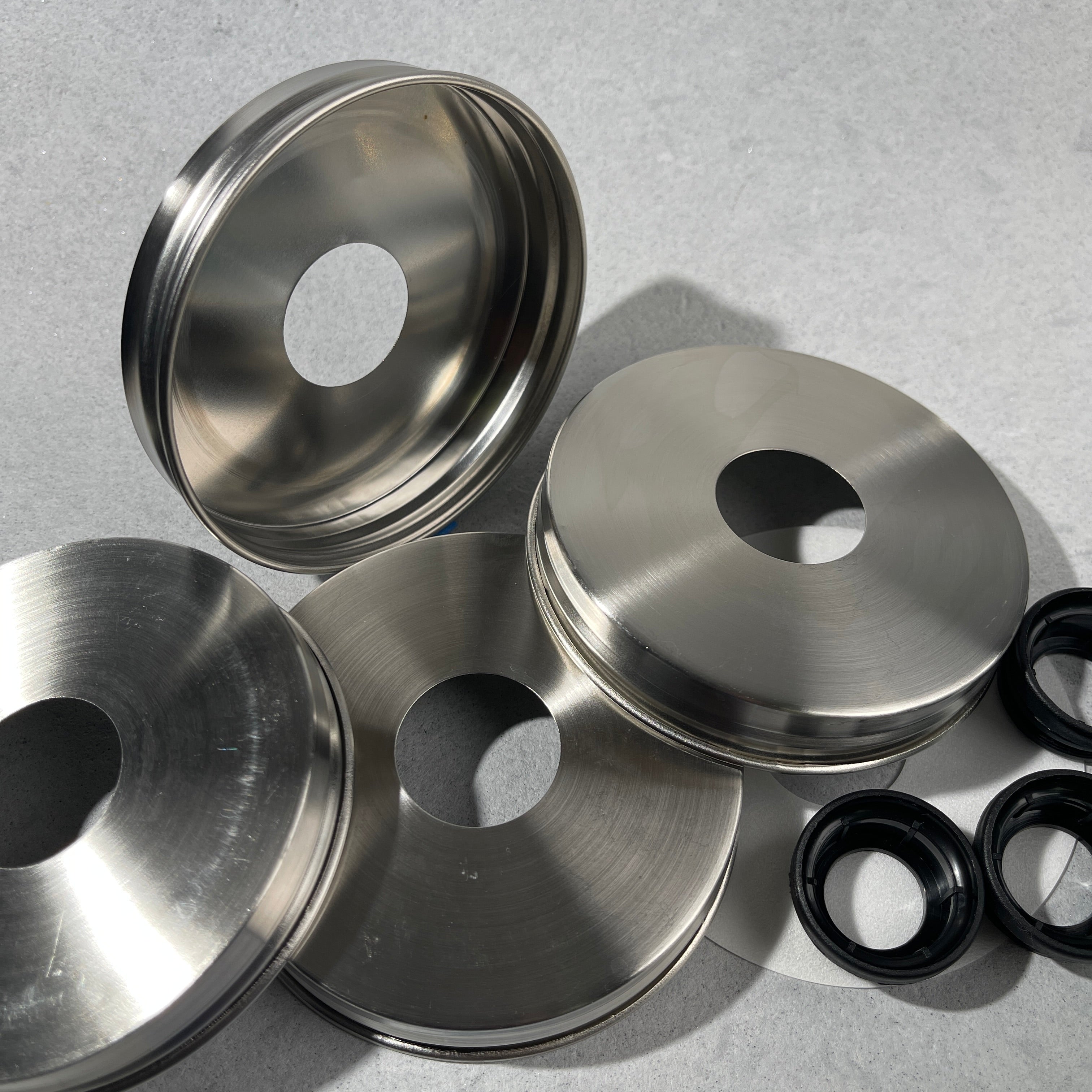 stainless lids with hole  and collars for regular mouth mason jars