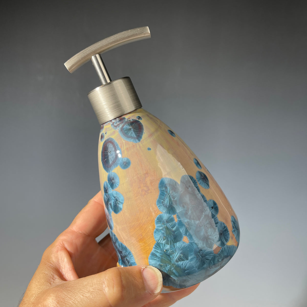 soap pump- palace sparkle crystalline- triangular soap pump lotion dispenser unique handmade