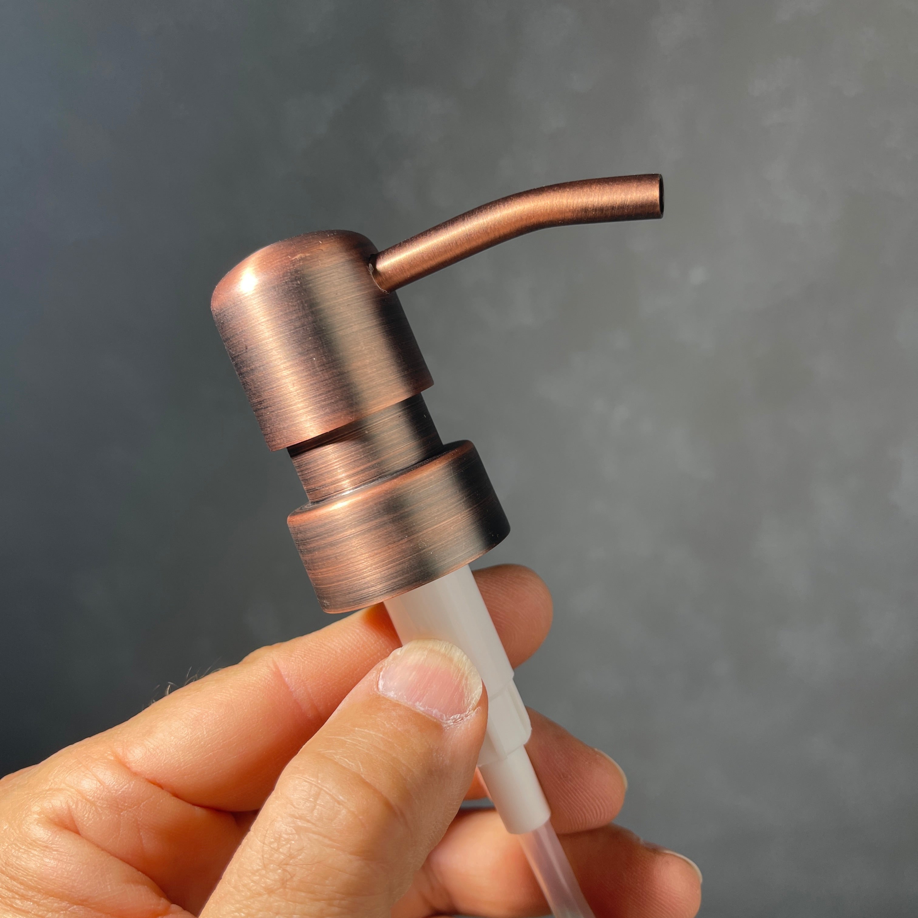 matte finish copper soap pump dispenser top