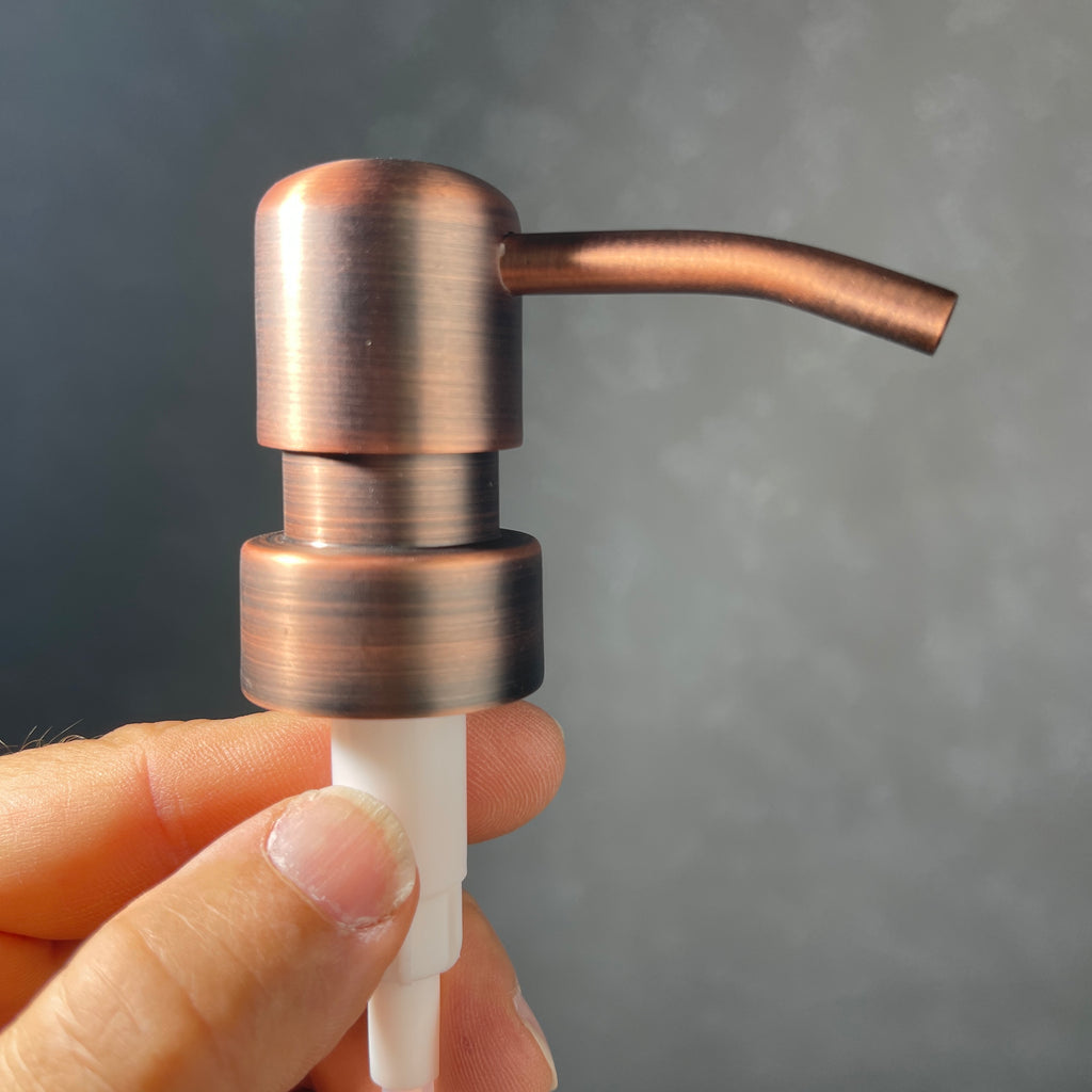 matte finish copper soap pump dispenser top