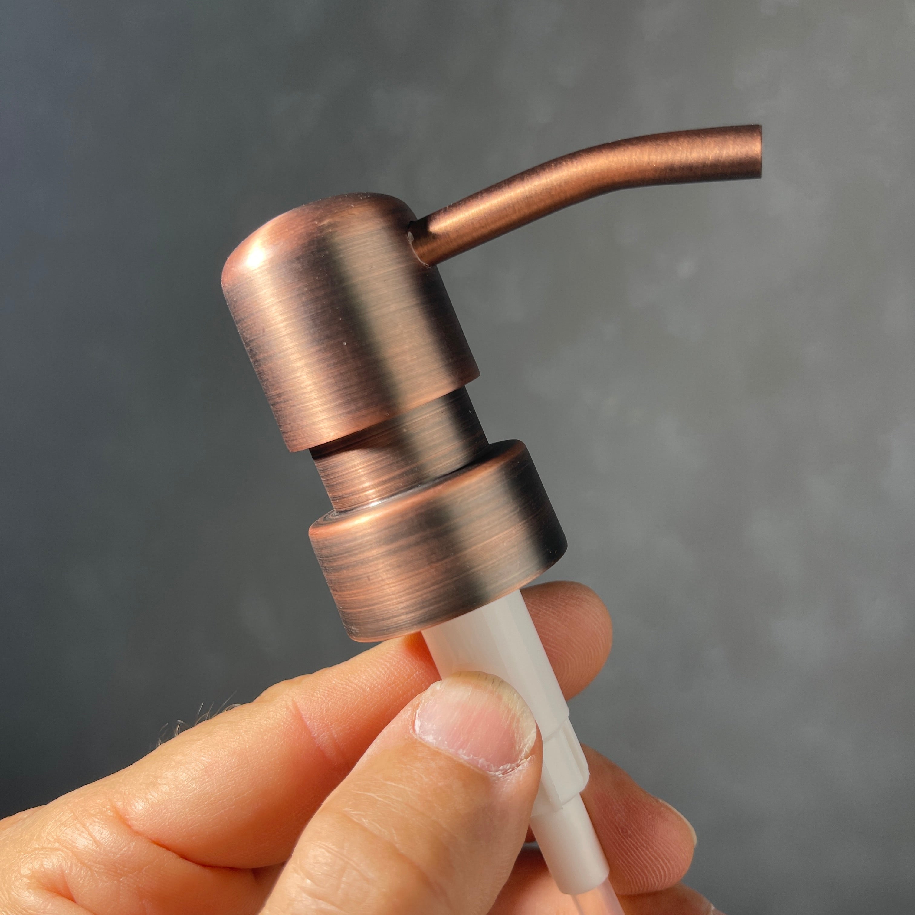 matte finish copper soap pump dispenser top