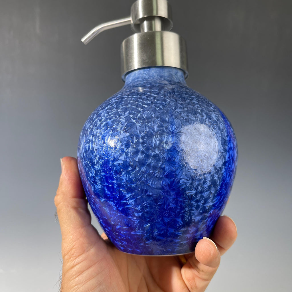 Foaming soap pump light amethyst cobalt micro sparkle