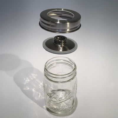 3 piece stainless and silicone adapter for attaching soap pumps to mason  jars 