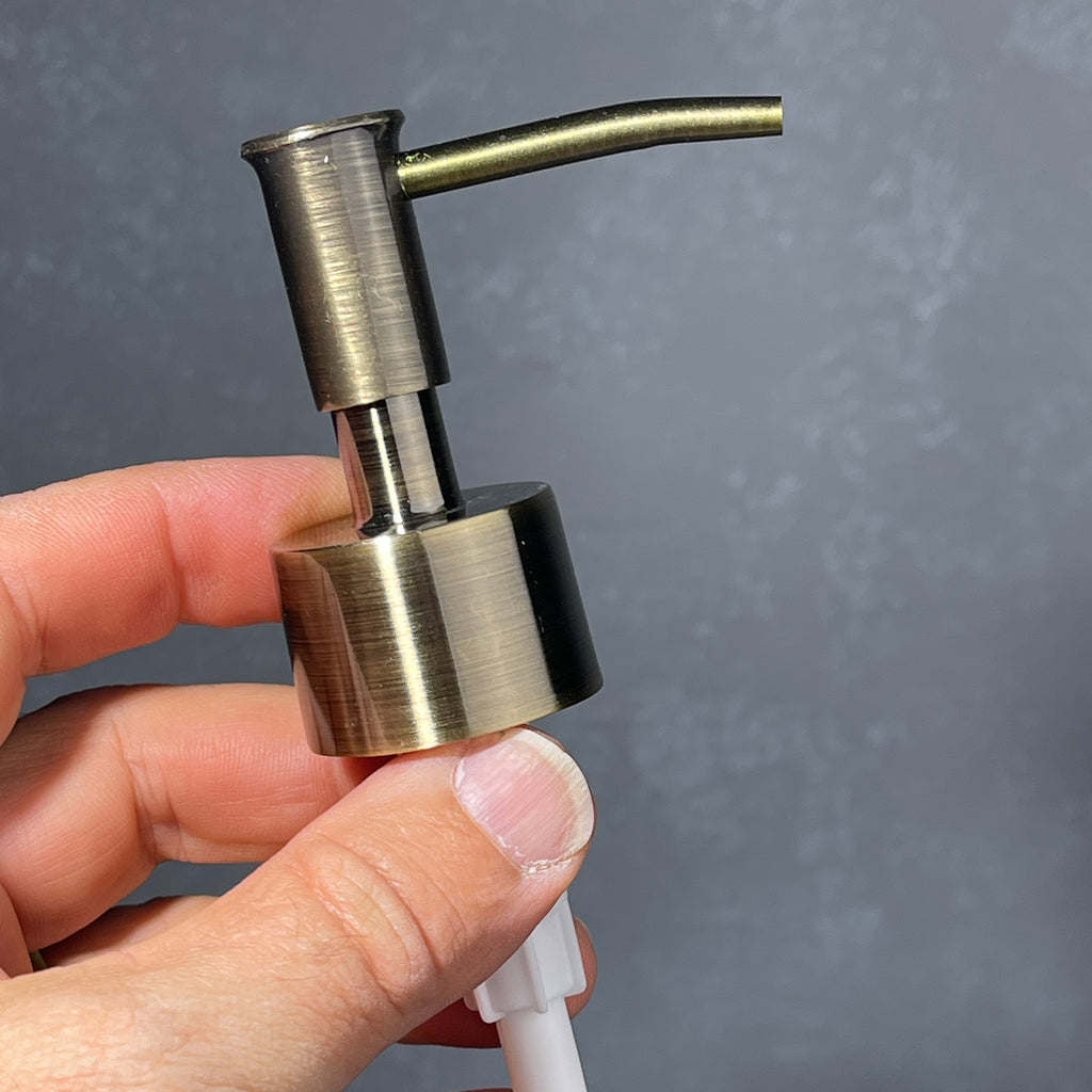 Brass lotion soap pump dispenser head- Skinny Head Classic Brass