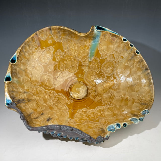 Butterscotch Crystal Handmade Sink  with swirl details