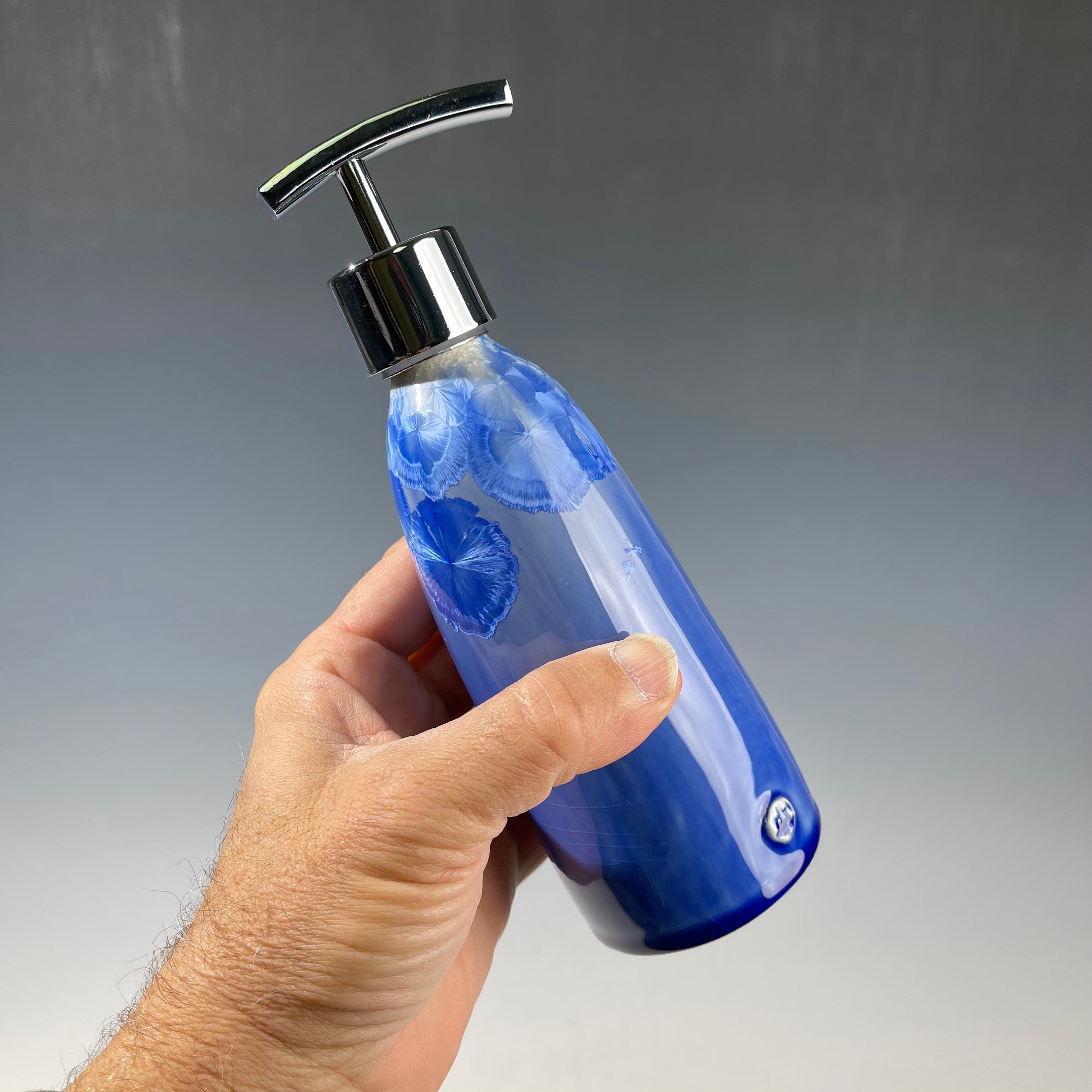 Soap Pump, Lotion and Hand Pump Cobalt crystalline glazed