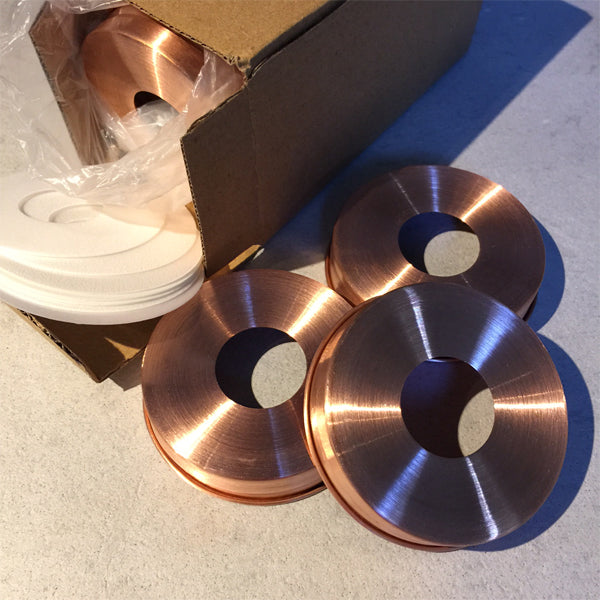 copper lid ten pack for still or  solderable mason jar adapters