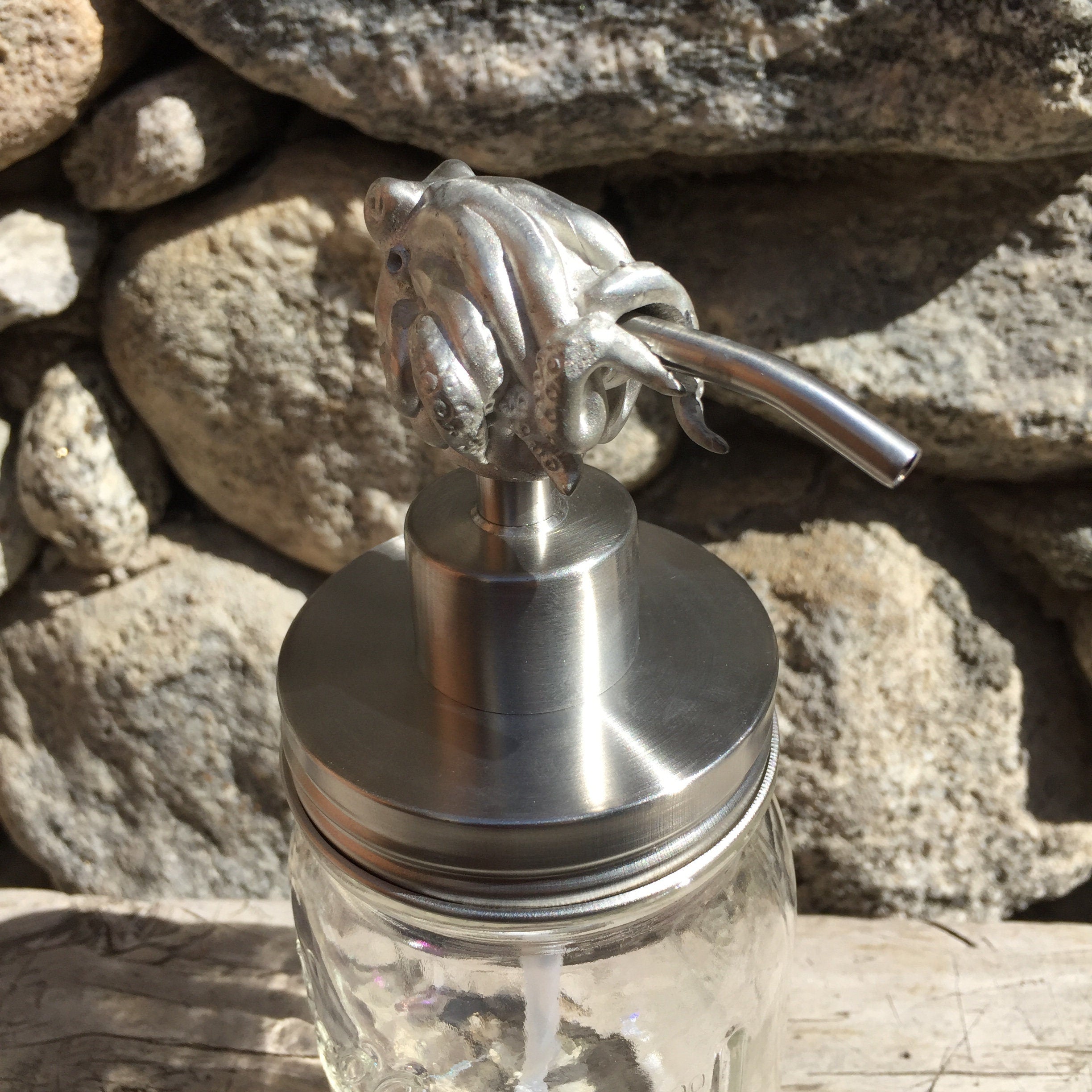 octopus solid metal soap lotion pump dispenser- Kit For mason Jars