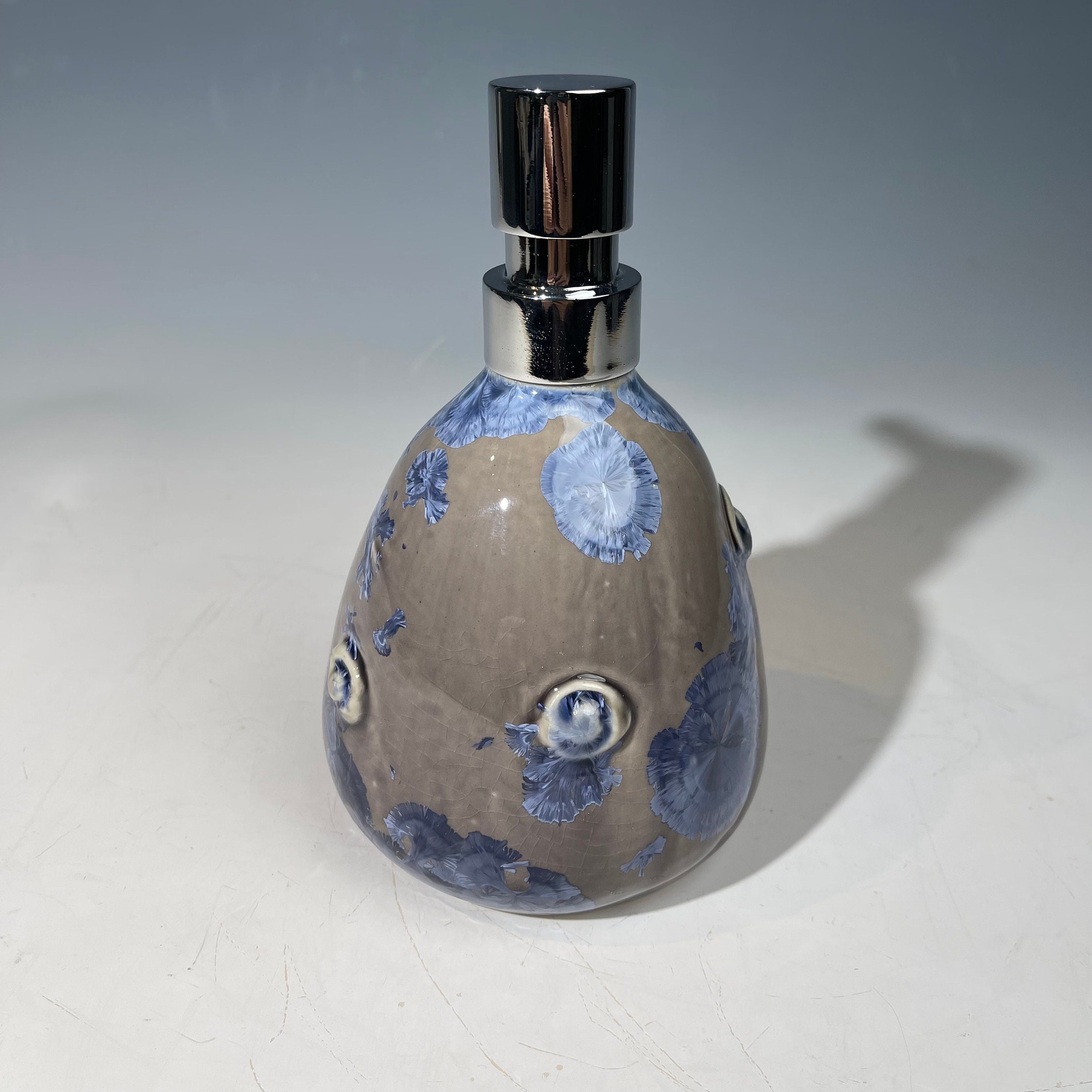 Crystalline Purple silver gray Soap Pump, Lotion and  Hand Sanitizer Dispenser Handmade Sanitary Ware