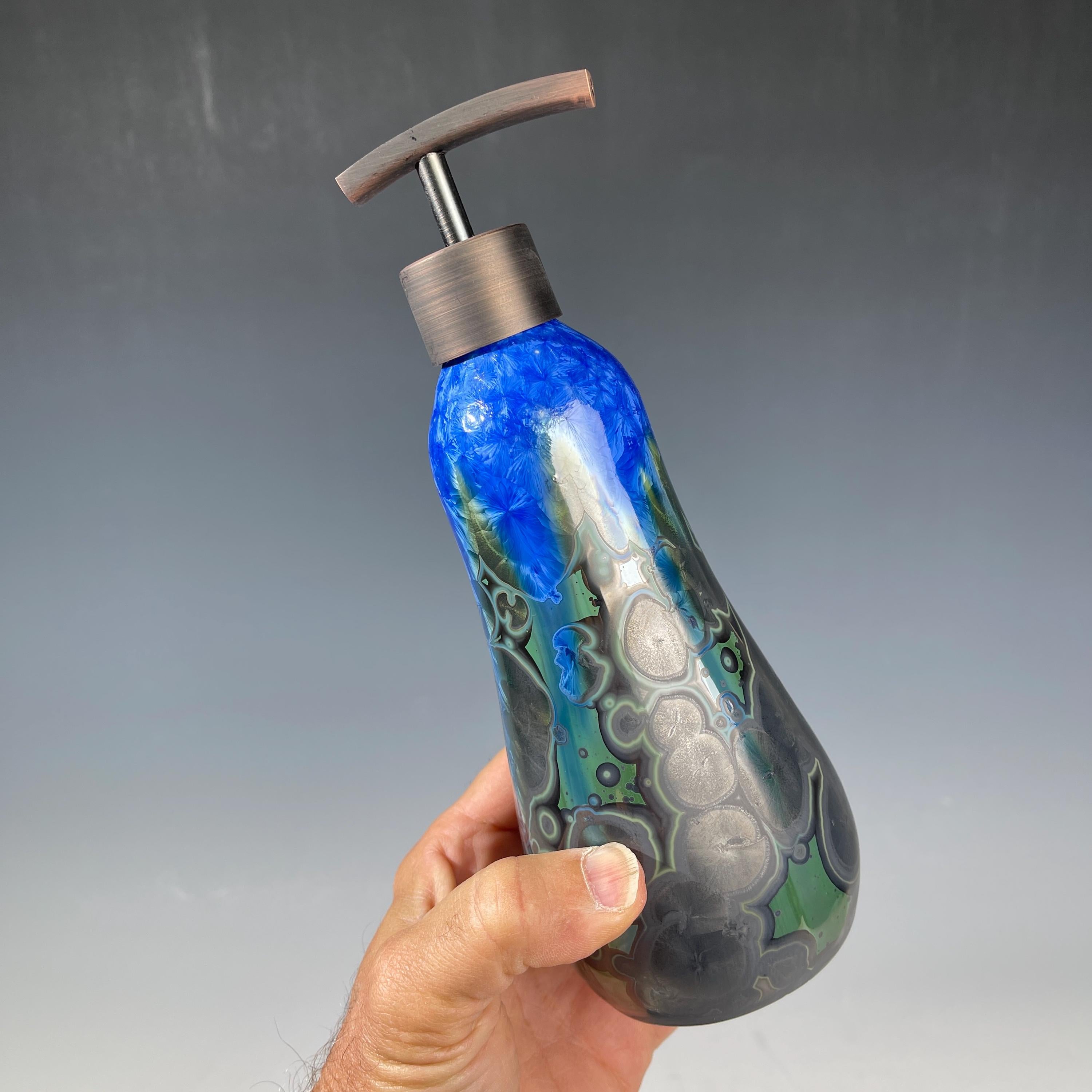 Soap Pump, Lotion and Hand  Dispenser Pump midnight emerald  jewel crystalline glazed