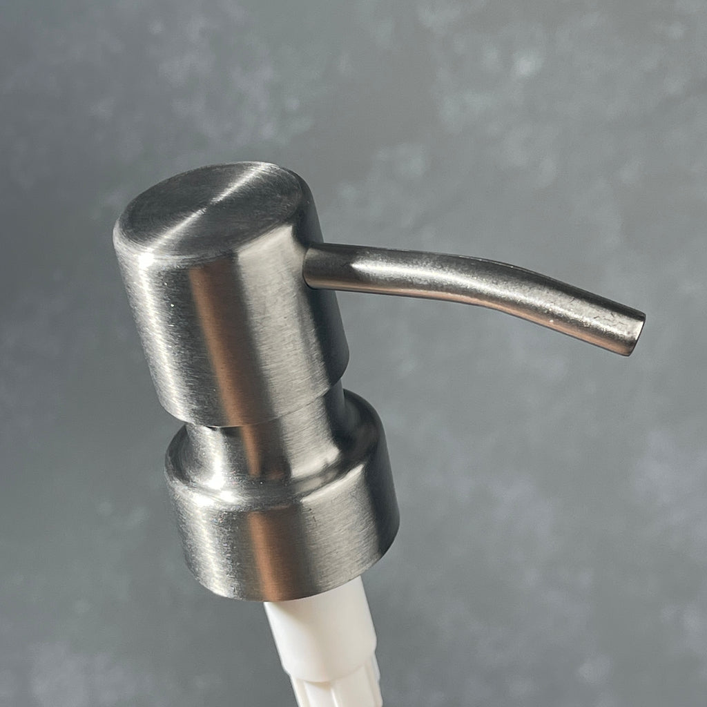 Stainless steel  ez pleaser soap dispenser on a gradiant background