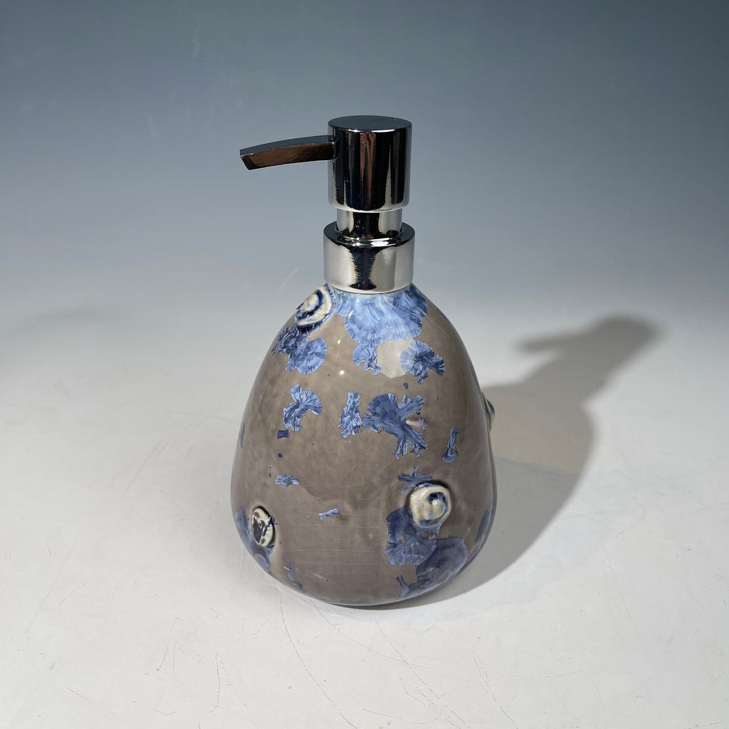Crystalline Purple silver gray Soap Pump, Lotion and  Hand Sanitizer Dispenser Handmade Sanitary Ware