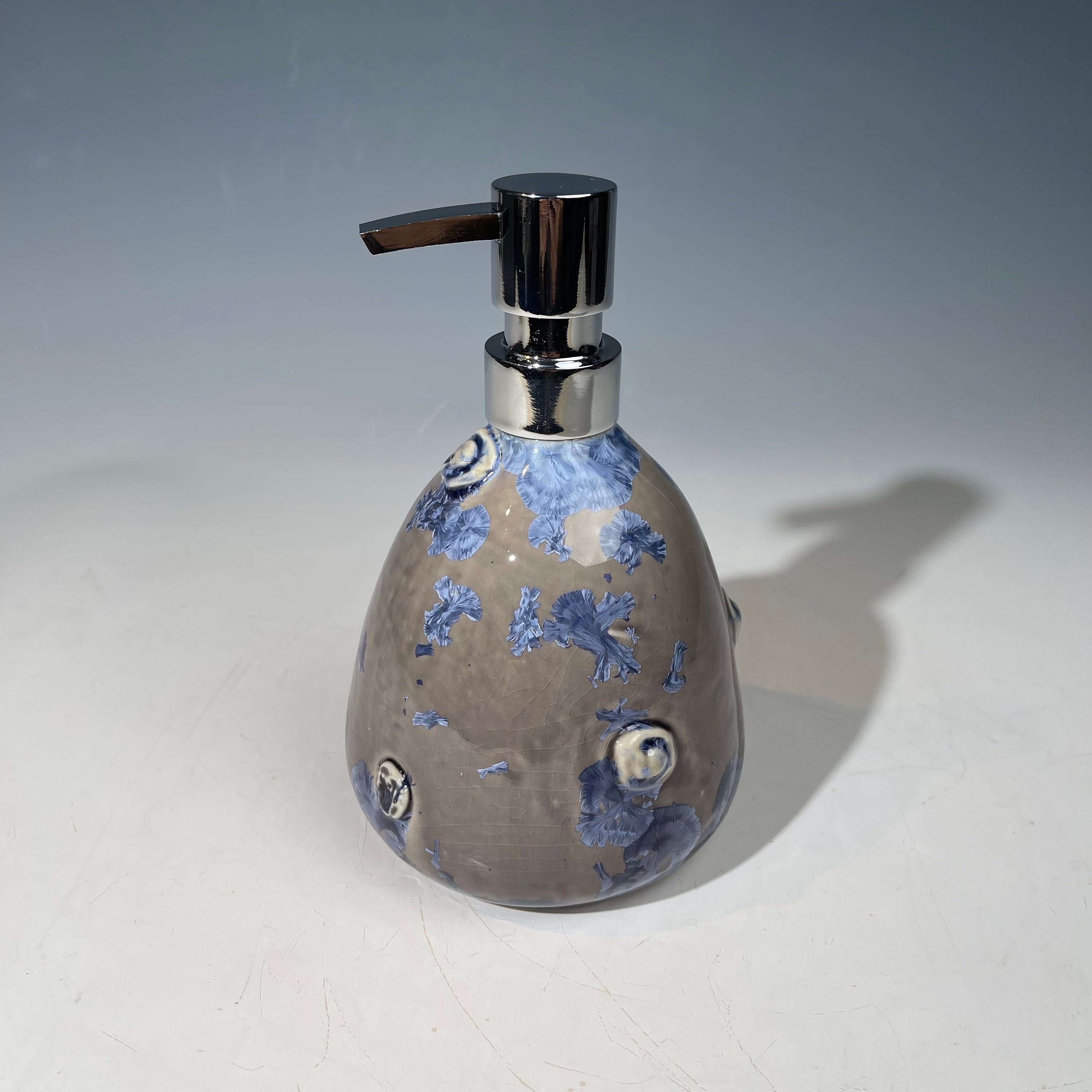 Crystalline Purple silver gray Soap Pump, Lotion and  Hand Sanitizer Dispenser Handmade Sanitary Ware