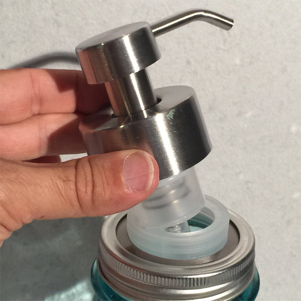 mason jar foam soap pump 3 piece adapter kit stainless steel  silicone and plastic