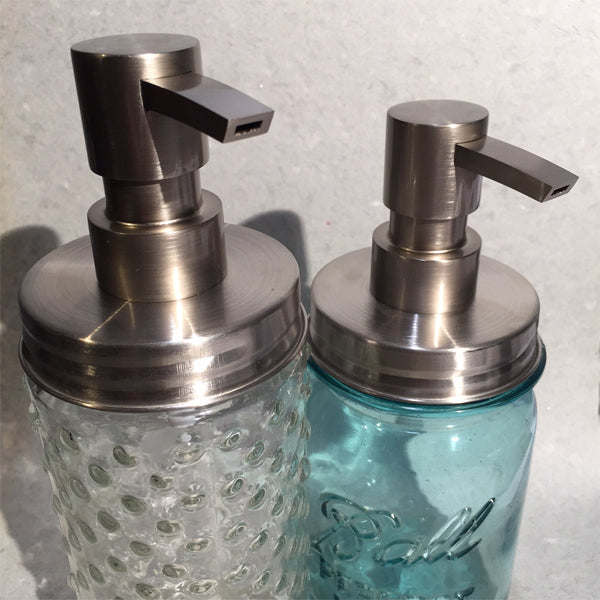mason jar regular mouth stainless soap pump kit with heavy duty flat head pump