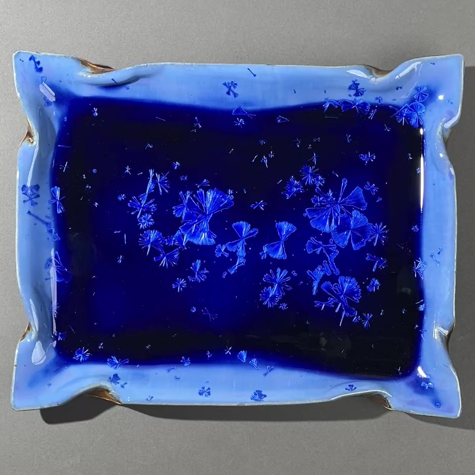 cobalt blue macro crystalline glazed tray by Hong Rubinstein One Dream Design TM