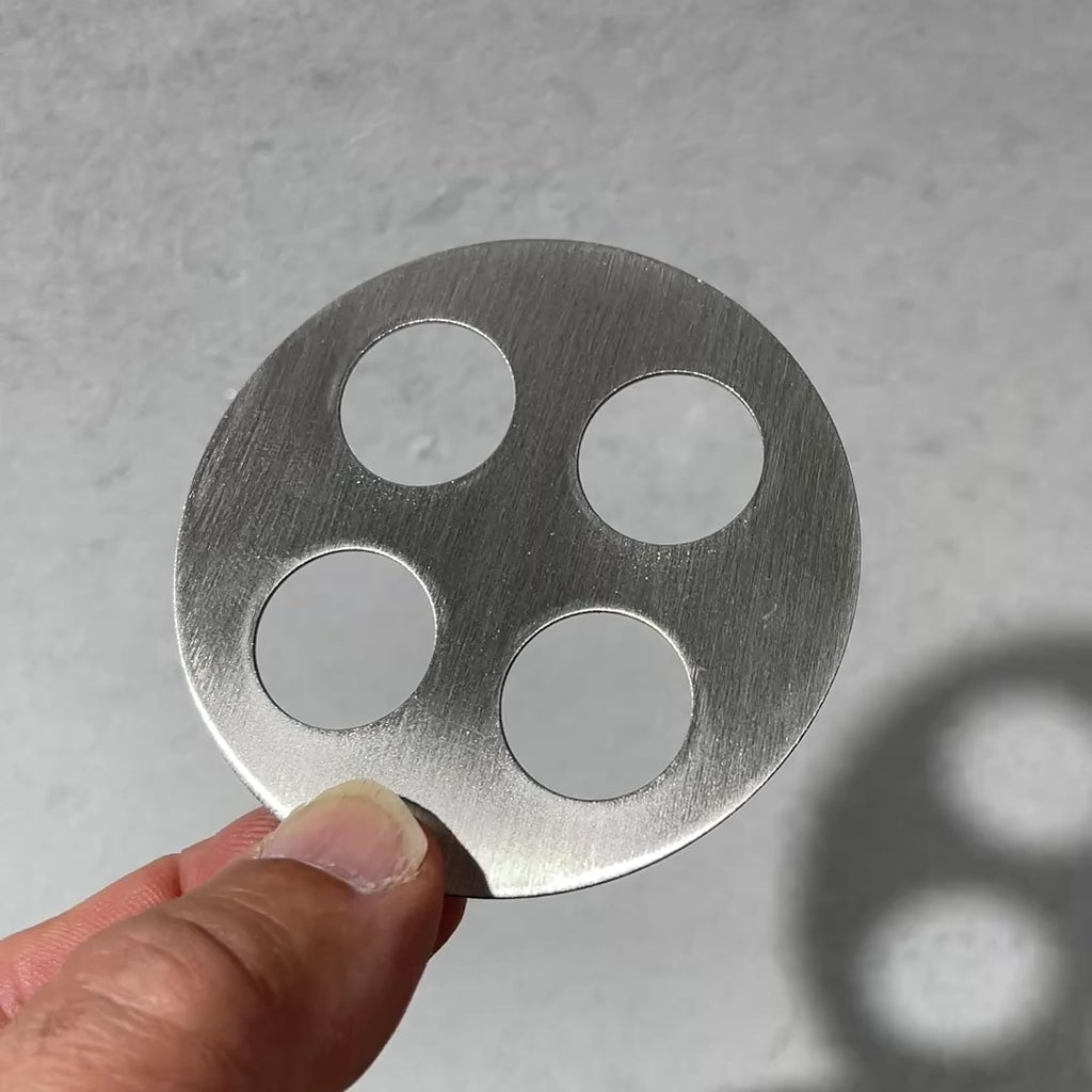 stainless four hole disk for potters for toothbrush holders and mason jar conversion