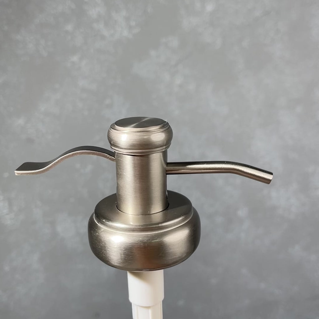water well style soap pump in brushed nickel stainless  finish 