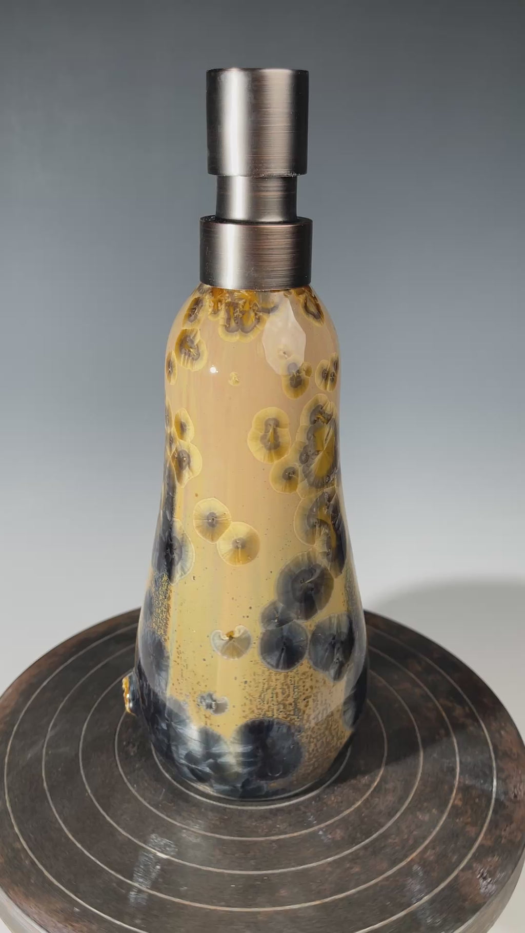 gold to charcoal soap pump is sparkling crystalline glaze
