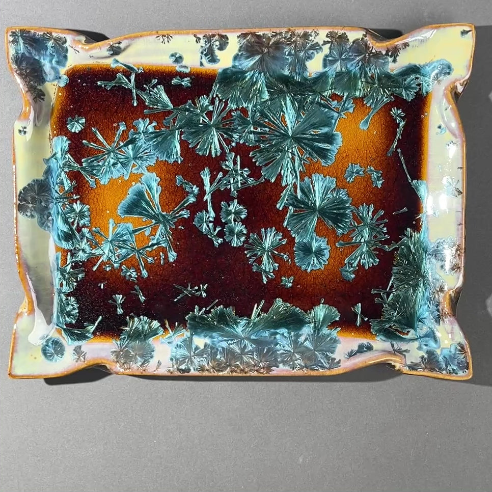 Amber Honey teal toned macro crystalline tray by Hong Rubinstein  of One Dream Design TM