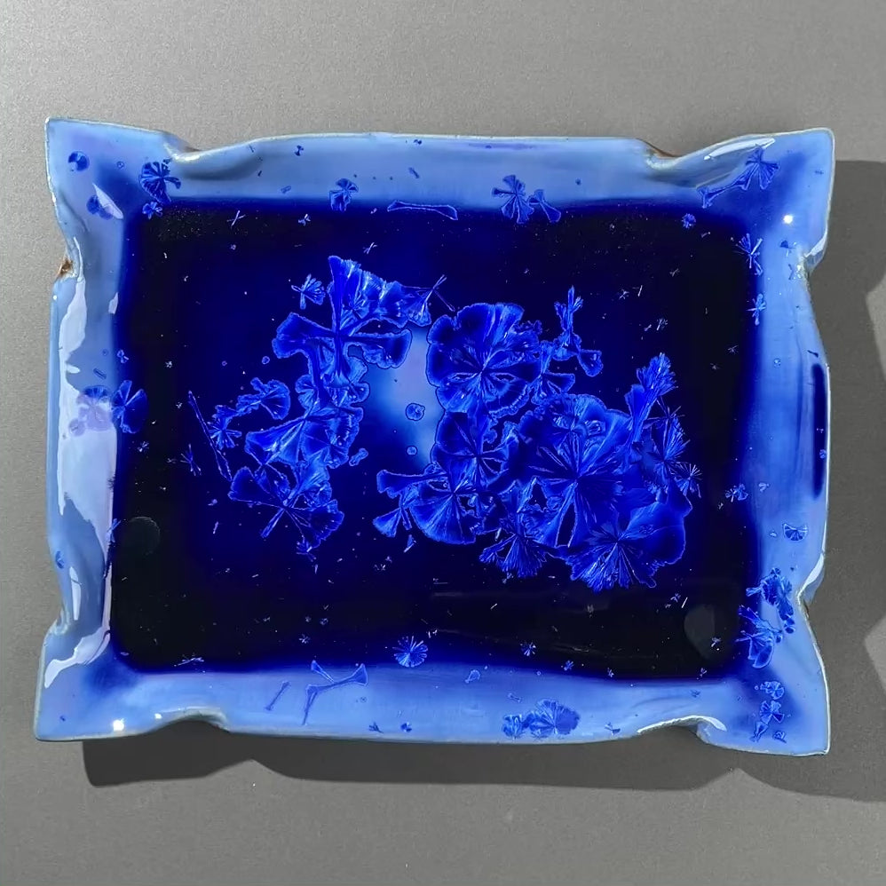 cobalt blue macro crystalline glazed tray by Hong Rubinstein One Dream DesignTM