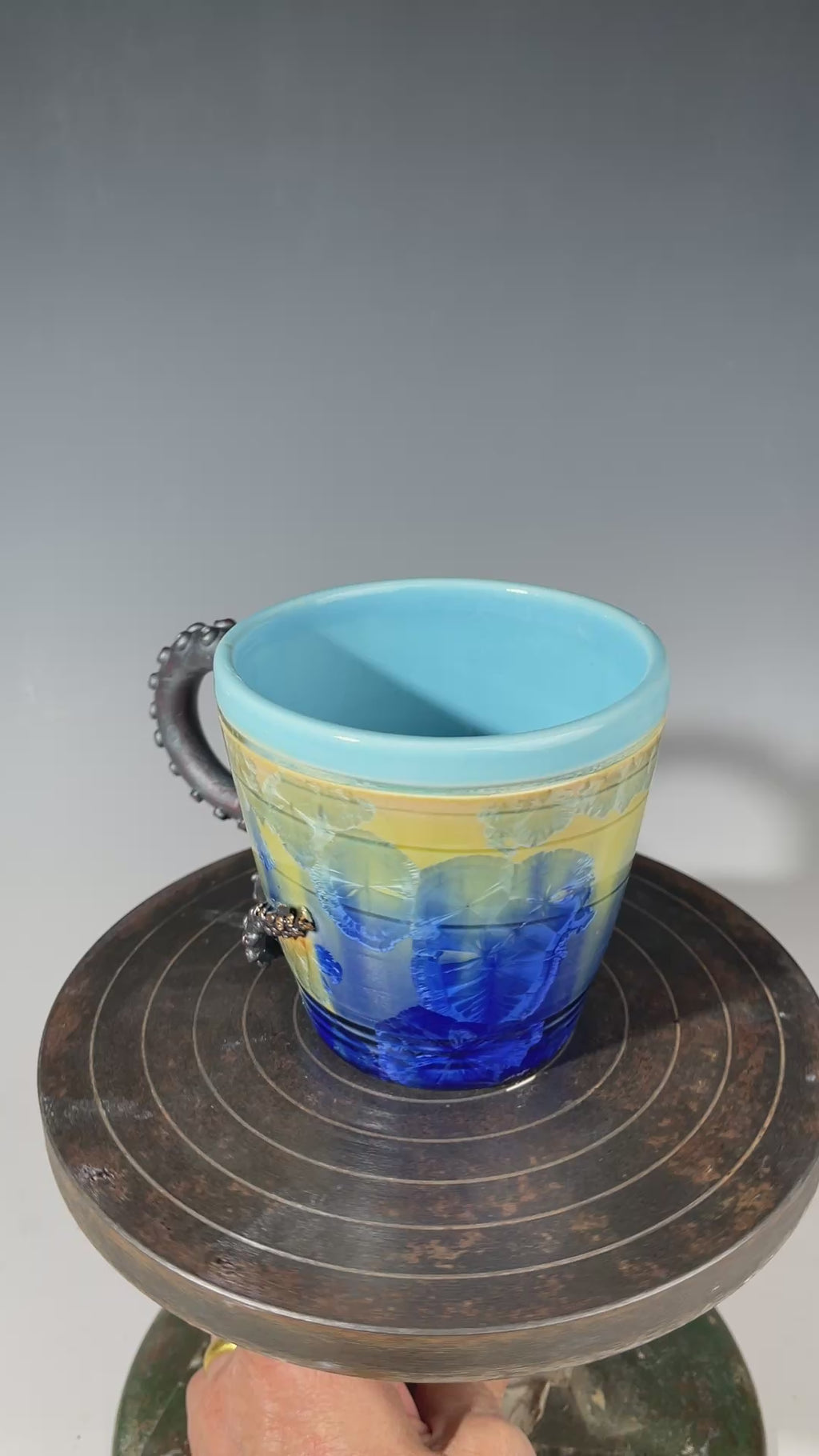 Octo- cup tentacled in green blue with sparkling crystals by Hong & Adam Rubinstein