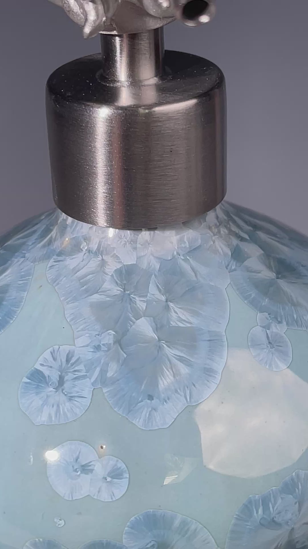 octopus topped pewter handmade soap pump crystalline glazed in ocean hues