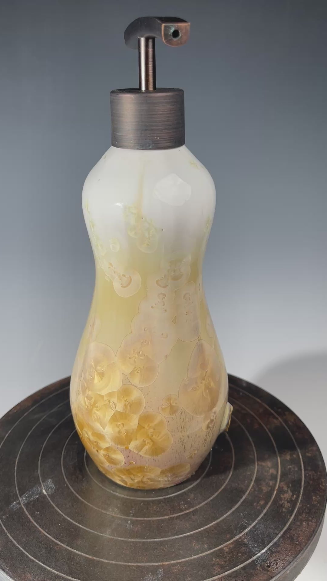 Soap pump in snow to wheat charcoal crystalline glaze