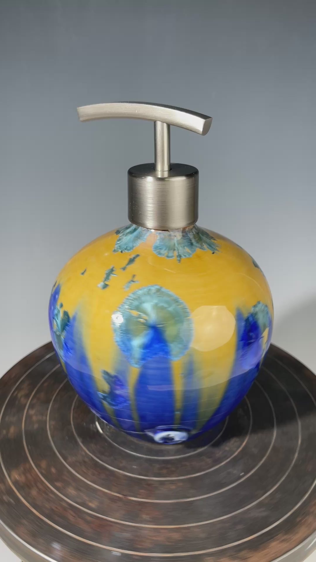 soap pump dispenser amber orange to cobalt blue colored gaze