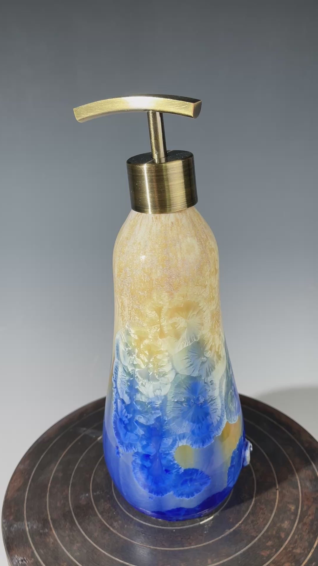 Soap pump dispenser in almond to cobalt