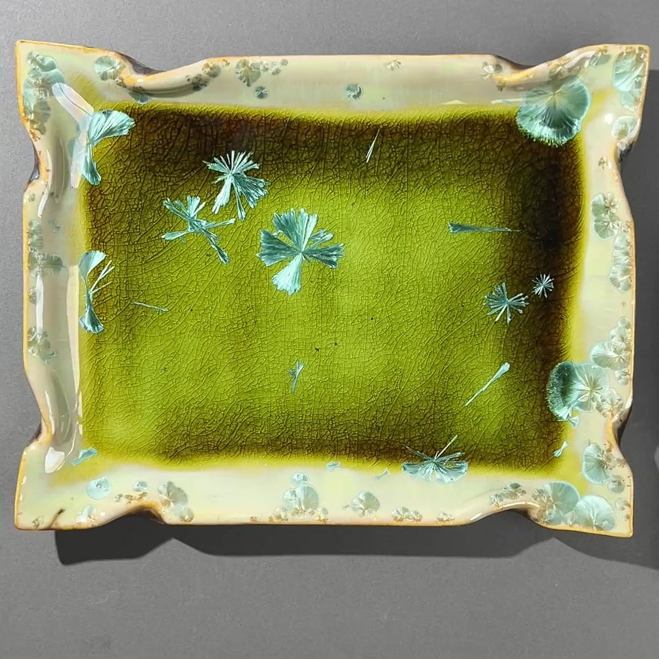 Spring Green  macro crystalline glazed Tray by Hong Rubinstein of One Dream Design TM 
