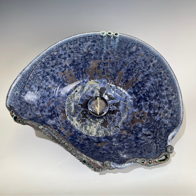 Hand made purple blue crystalline glazed vessel  sink