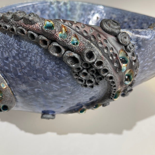 vessel sink handmade in purple blue crystalline glaze